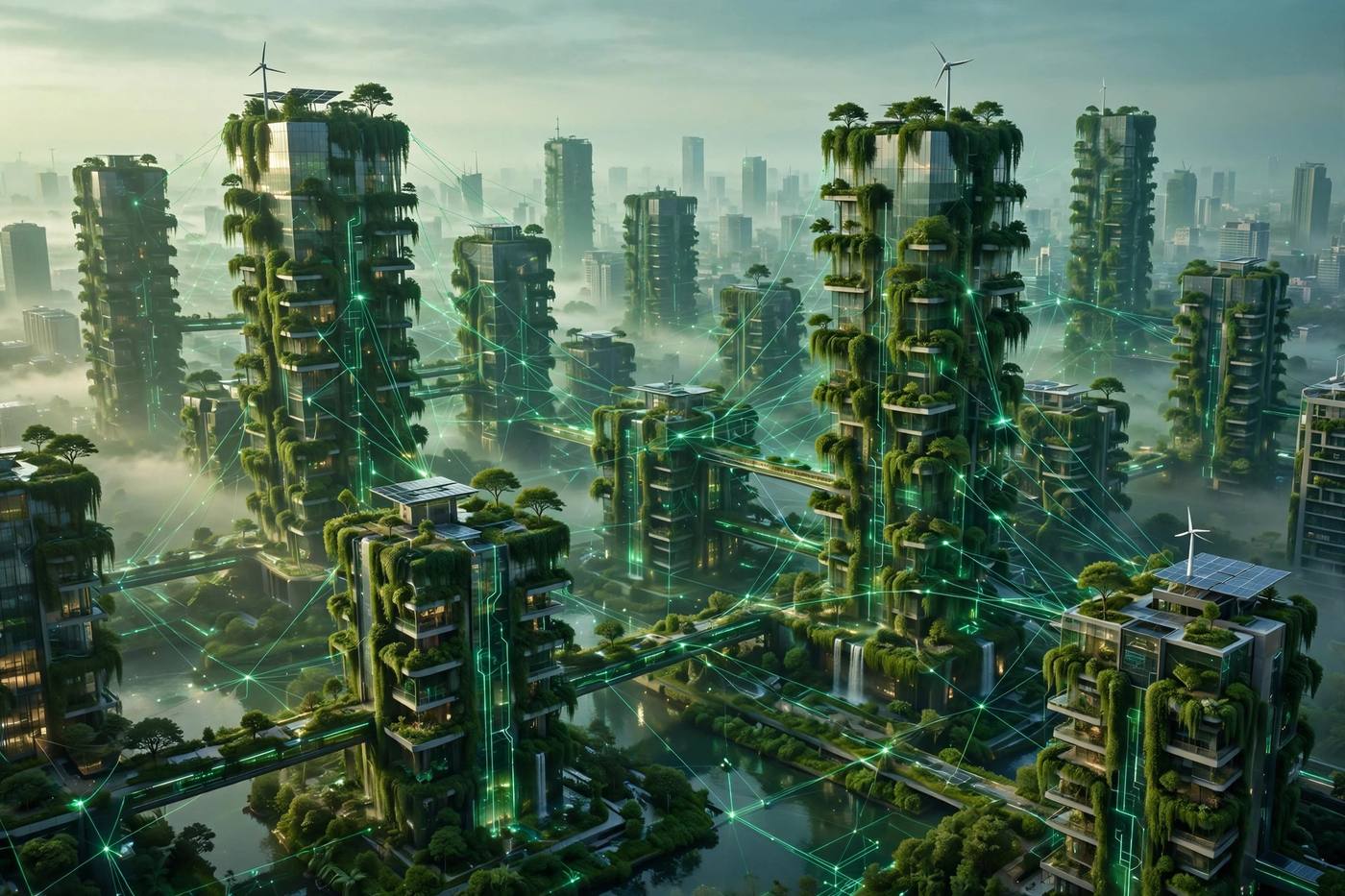 Green futuristic city